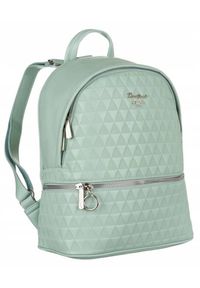 DAVID JONES - Plecak miętowy David Jones [DH] 6942-2. Kolor: miętowy. Materiał: materiał. Wzór: geometria, aplikacja #1