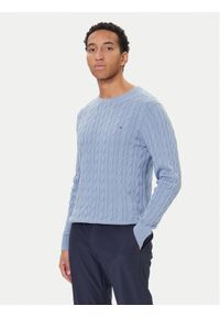 TOMMY HILFIGER - Tommy Hilfiger Sweter MW0MW33132 Błękitny Regular Fit. Kolor: niebieski. Materiał: bawełna