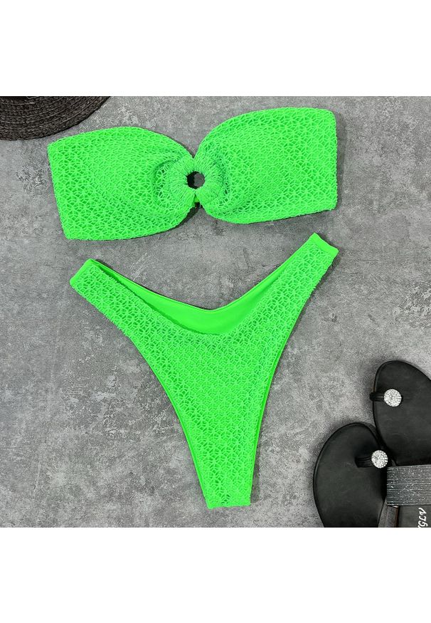 Intica - Strój kąpielowy bez ramiączek z dopasowanymi majtkami Khalani. Kolor: zielony. Materiał: materiał. Długość: długie