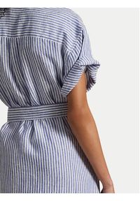 Polo Ralph Lauren Sukienka koszulowa 211965843002 Niebieski Regular Fit. Typ kołnierza: polo. Kolor: niebieski. Materiał: len. Typ sukienki: koszulowe #5