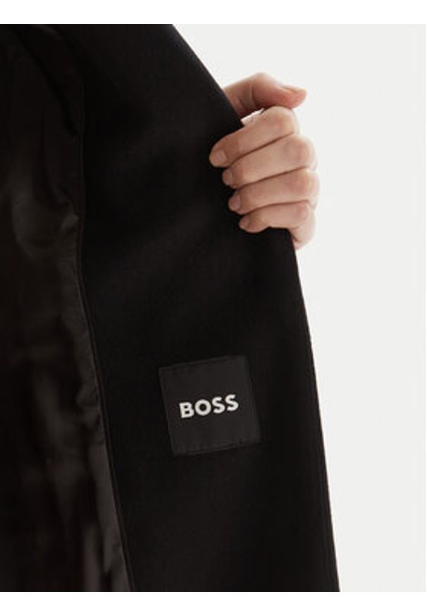 BOSS Płaszcz wełniany Classin 50548371 Czarny Regular Fit. Kolor: czarny. Materiał: wełna