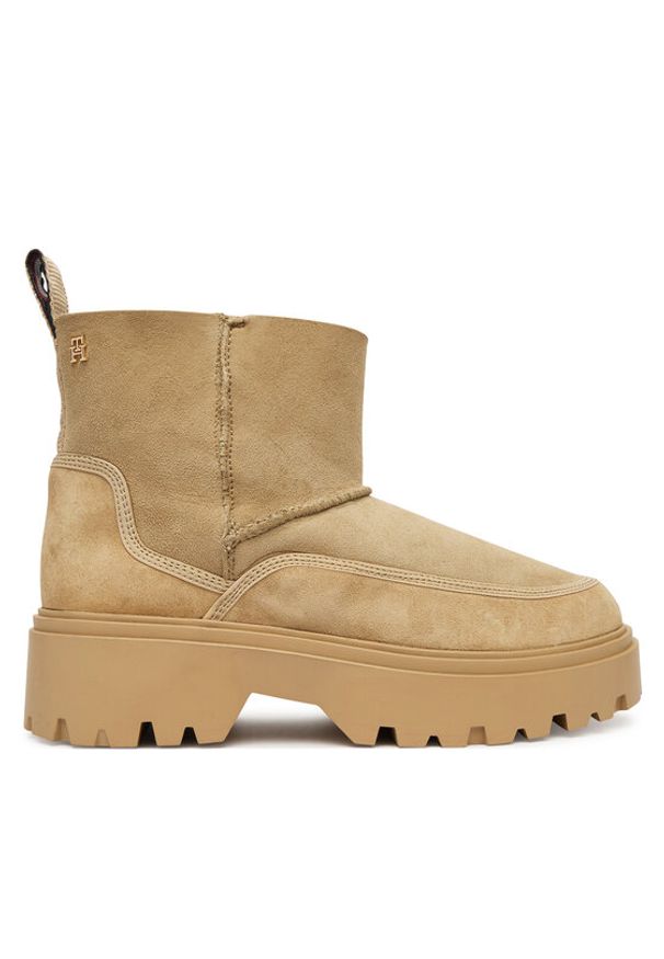 TOMMY HILFIGER - Tommy Hilfiger Śniegowce Real Shearling Pullon FW0FW08997 Beżowy. Kolor: beżowy. Materiał: zamsz, skóra