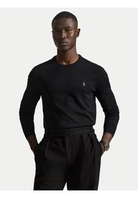 Polo Ralph Lauren Sweter Ls 710684957008 Czarny Slim Fit. Typ kołnierza: polo. Kolor: czarny. Materiał: bawełna #1