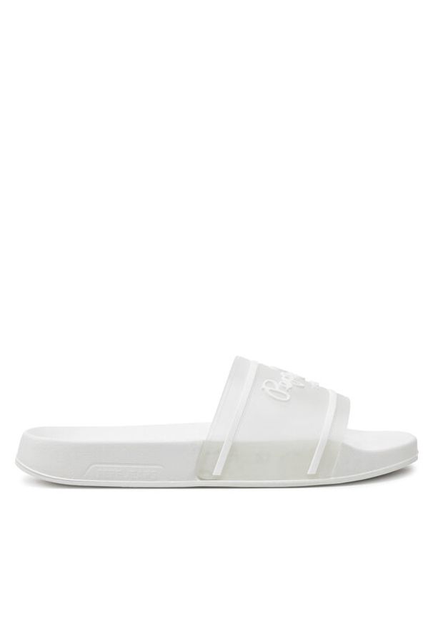 Pepe Jeans Klapki Slider Translucent W PLS70147 Biały. Kolor: biały. Materiał: syntetyk