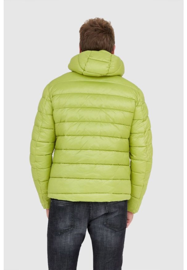 Blauer USA - BLAUER Jasnozielona puchowa kurtka męska Virgil z kapturem. Typ kołnierza: kaptur. Kolor: zielony. Materiał: puch