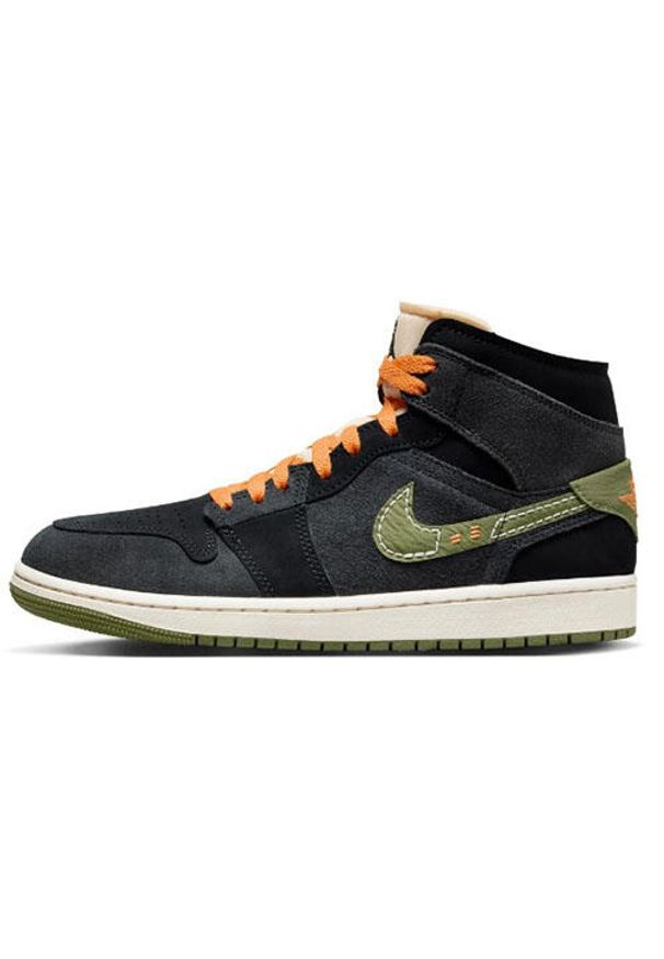 Buty Sportowe Męskie Air Jordan 1 Mid SE Craft. Kolor: czarny. Materiał: zamsz, tkanina. Szerokość cholewki: normalna