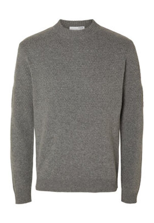 Selected Homme Sweter 16090155 Szary Regular Fit. Kolor: szary. Materiał: wełna