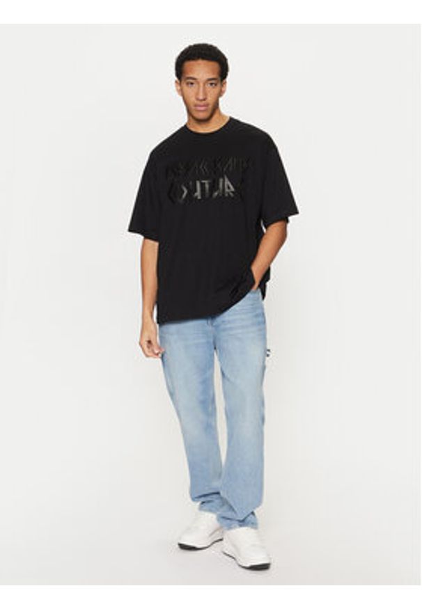 Versace Jeans Couture T-Shirt 78GAHE02 Czarny Regular Fit. Kolor: czarny. Materiał: bawełna