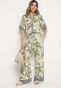 Born2be - Zielona Koszula z Wiskozy w Kwiatowy Wzór Milineira. Okazja: na co dzień. Kolor: zielony. Materiał: wiskoza. Wzór: kwiaty. Styl: elegancki, casual #5