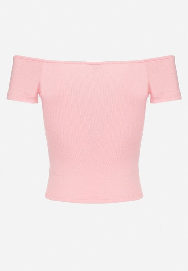 Born2be - Różowy T-shirt o Krótkim Fasonie z Hiszpańskim Dekoltem z Bawełny Irmalema. Kolor: różowy. Materiał: bawełna. Długość: krótkie. Sezon: lato