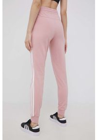 Adidas - adidas spodnie HD4272 damskie kolor różowy z aplikacją. Stan: podwyższony. Kolor: różowy. Materiał: bawełna, materiał, dzianina. Wzór: aplikacja #3