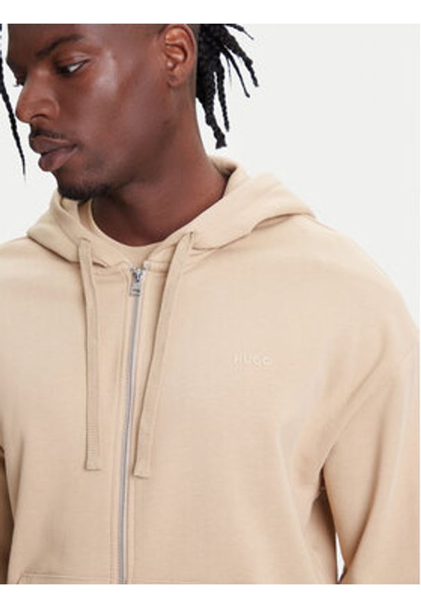 Hugo - HUGO Bluza Dapozip 50548651 Beżowy Relaxed Fit. Kolor: beżowy. Materiał: bawełna