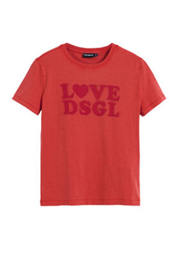 Desigual T-Shirt Love Dsgl 25SWTK10 Czerwony Regular Fit. Kolor: czerwony. Materiał: bawełna