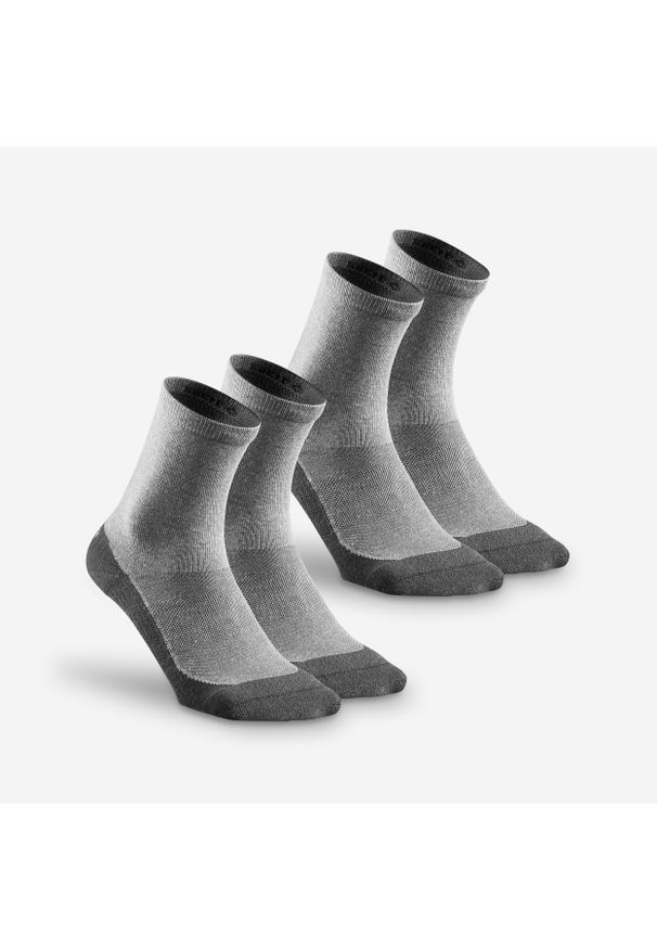 quechua - Skarpety turystyczne Quechua Hike 50 długie x 2. Kolor: szary. Materiał: poliamid, bawełna, elastan. Sport: turystyka piesza