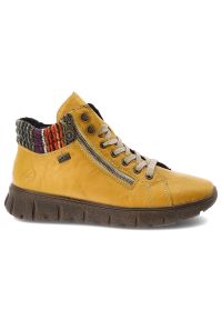 Żółte Botki Rieker Ocieplane Buty Damskie. Kolor: żółty #6