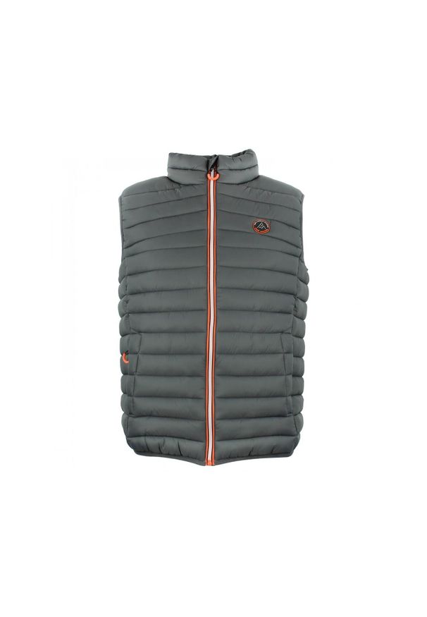 PEAK MOUNTAIN - Cienka kurtka puchowa bez rękawów Peak Mountain. Typ kołnierza: kołnierzyk stójkowy. Kolor: szary. Materiał: puch. Długość rękawa: bez rękawów. Sport: turystyka piesza