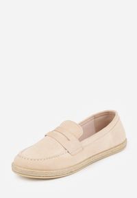 Renee - Beżowe Mokasyny z Plecionką w Stylu Boho Galenatea. Okazja: na co dzień, do pracy. Kolor: beżowy. Materiał: jeans. Wzór: aplikacja. Sezon: lato. Styl: boho #4