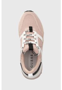 Guess sneakersy KADINN kolor różowy FL7KAD FAB12. Zapięcie: sznurówki. Kolor: różowy. Materiał: guma. Obcas: na platformie #5