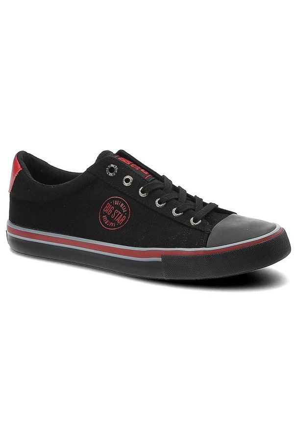 Big-Star - Czarne Trampki Big Star Męskie Wygodne Buty. Okazja: na spacer. Kolor: czarny. Materiał: materiał. Szerokość cholewki: normalna. Styl: sportowy, klasyczny