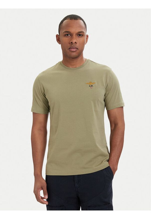 Aeronautica Militare T-Shirt 261TS1580UJ00372 Zielony Regular Fit. Kolor: zielony. Materiał: bawełna