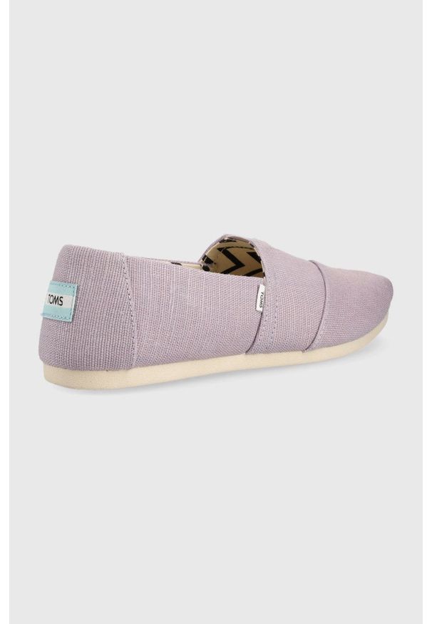 Toms espadryle Alpargata kolor fioletowy. Nosek buta: okrągły. Kolor: fioletowy. Materiał: guma, materiał. Wzór: gładki