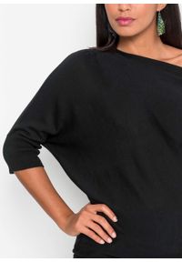 Sweter asymetryczny bonprix czarny. Kolor: czarny #5
