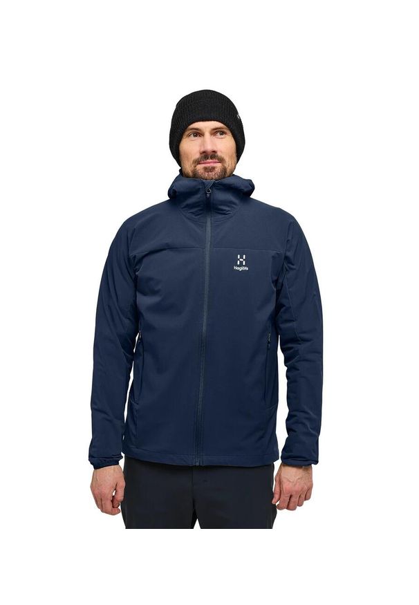 Haglöfs - Kurtka przeciwdeszczowa męska Move Softshell Hood. Kolor: niebieski. Materiał: softshell