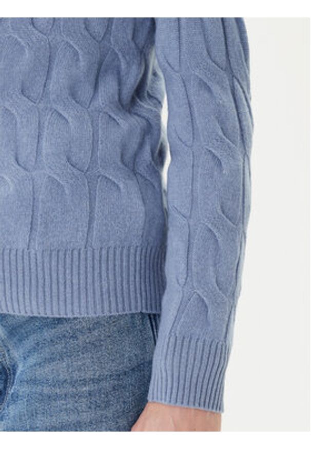 TOMMY HILFIGER - Tommy Hilfiger Sweter WW0WW43586 Błękitny Regular Fit. Kolor: niebieski. Materiał: wełna