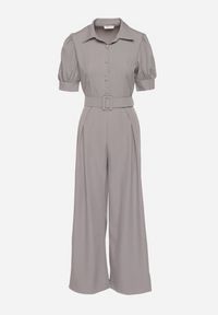 Born2be - Szary Taliowany Kombinezon z Ozdobną Klamrą Filateia. Kolor: szary. Styl: elegancki #4