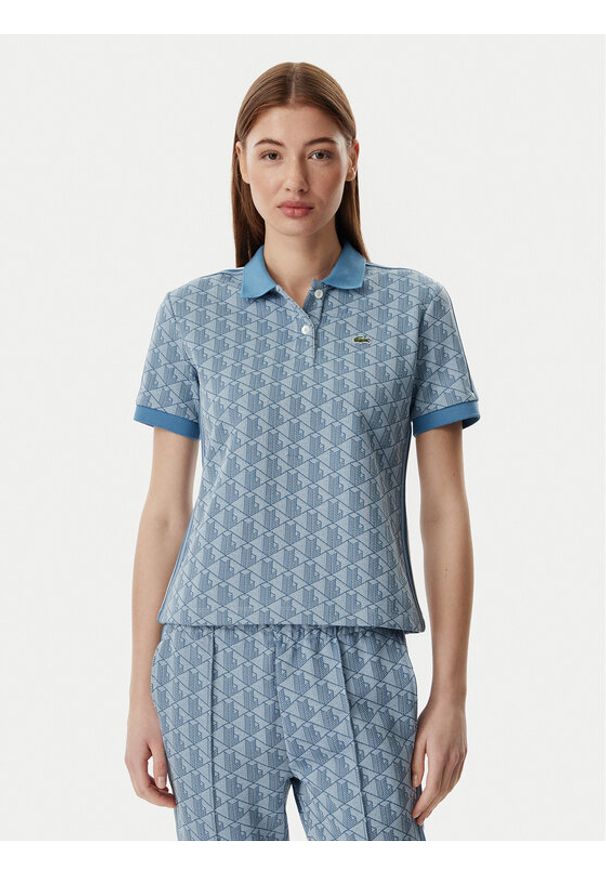 Lacoste Polo DF3364 Niebieski Slim Fit. Typ kołnierza: polo. Kolor: niebieski. Materiał: syntetyk