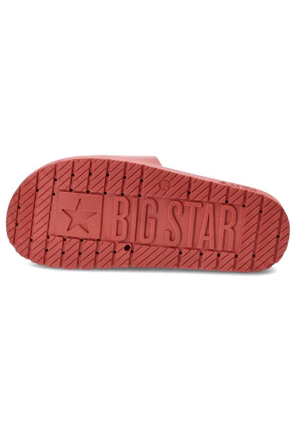 Big-Star - Czerwone Klapki Big Star Modne Buty Na Lato. Okazja: na spacer, na co dzień, na plażę. Kolor: czerwony. Materiał: materiał, syntetyk. Wzór: kolorowy. Sezon: lato. Styl: wakacyjny, casual, sportowy