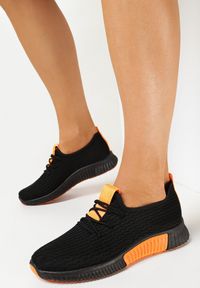 Born2be - Czarno-Pomarańczowe Buty Sportowe Palssare. Zapięcie: pasek. Kolor: czarny. Materiał: materiał. Szerokość cholewki: normalna. Wzór: paski #5
