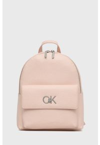 Calvin Klein plecak damski kolor różowy mały gładki. Kolor: różowy. Wzór: gładki