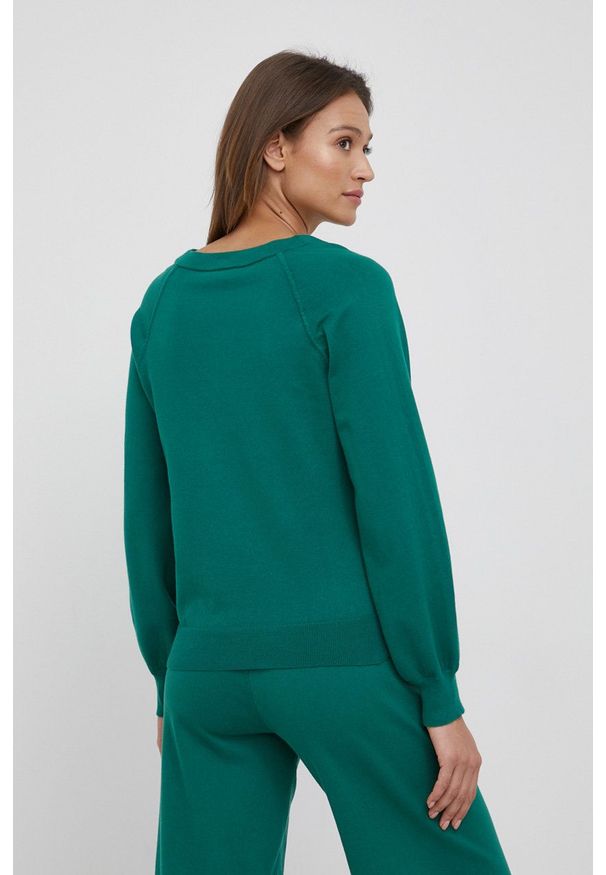 TOMMY HILFIGER - Tommy Hilfiger sweter damski kolor zielony lekki. Okazja: na co dzień. Kolor: zielony. Długość rękawa: raglanowy rękaw. Styl: casual