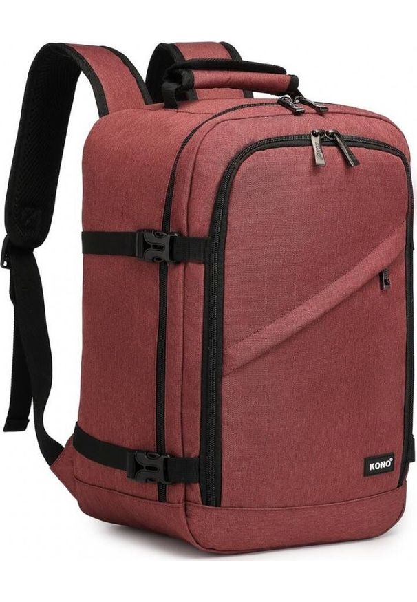 Plecak Kono KONO Plecak podróżny kabinowy do samolotu RYANAIR 40x20x25 czerwony. Kolor: czerwony