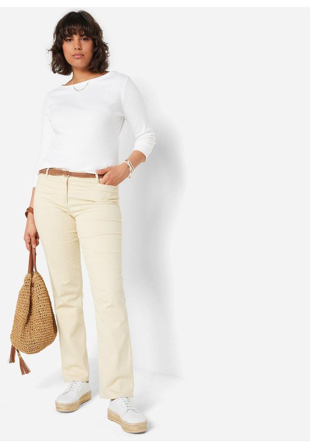 bonprix - Bluzka z długim rękawem z czystej bawełny organicznej. Kolor: biały. Materiał: bawełna. Długość rękawa: długi rękaw. Długość: długie