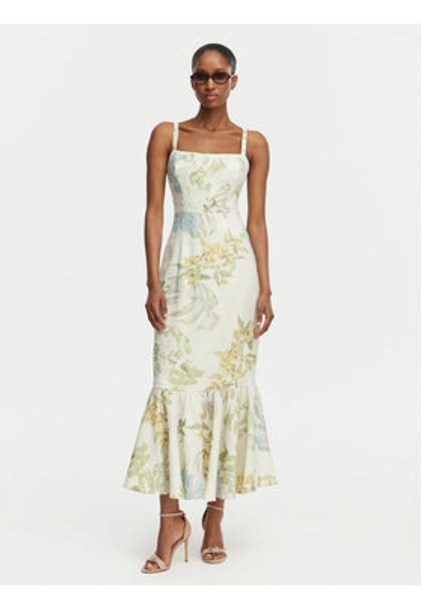 Guess Sukienka koktajlowa W6GKA6 W2409 Beżowy jasny Regular Fit. Kolor: beżowy. Materiał: wiskoza. Styl: wizytowy