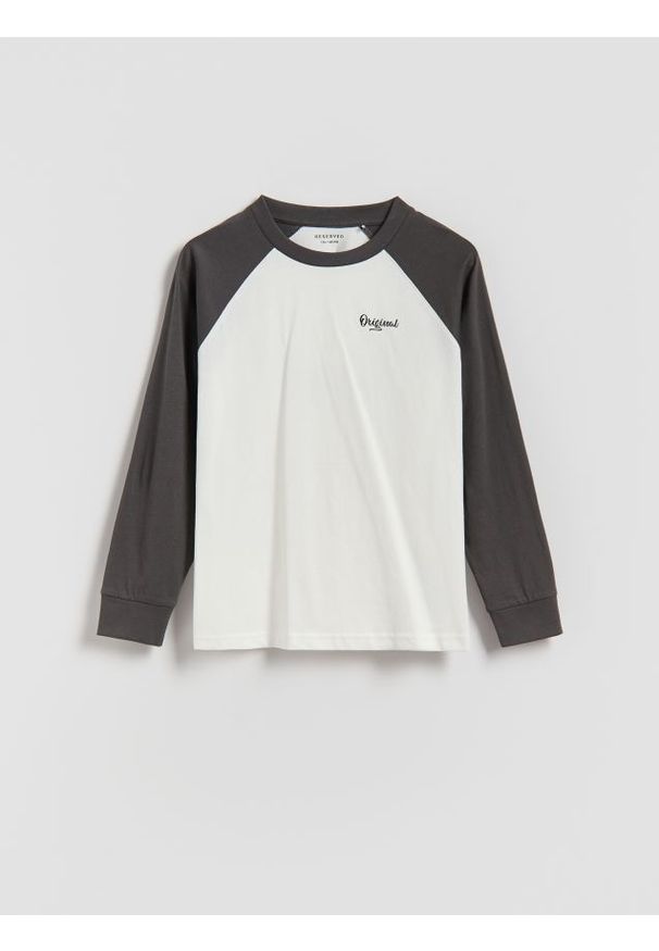 Reserved - Bawełniany longsleeve - ciemnoszary. Kolor: szary. Materiał: bawełna. Długość rękawa: długi rękaw