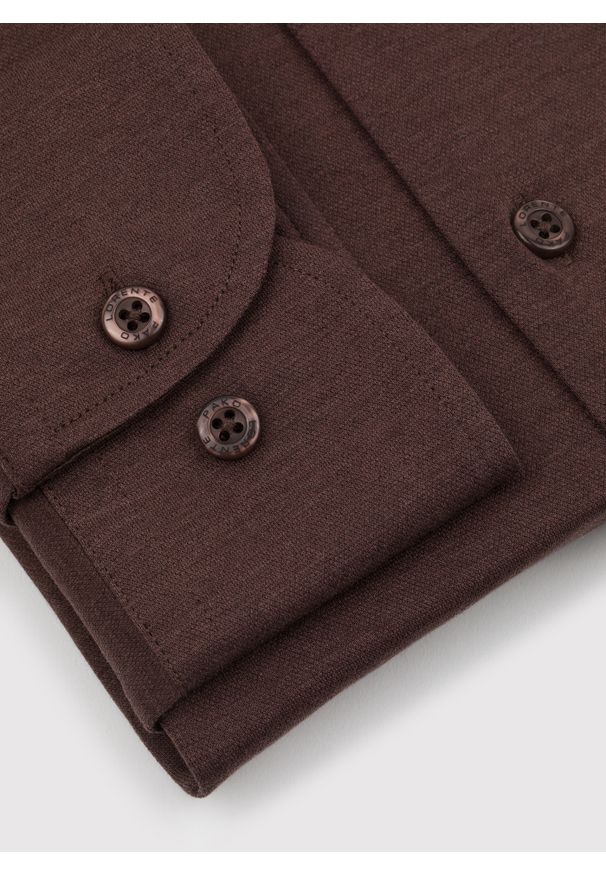 Pako Lorente - PAKO LORENTE – Ciemna brązowa bawełniana koszula męska. Kolor: niebieski, brązowy, zielony. Materiał: bawełna. Długość rękawa: długi rękaw. Długość: długie. Wzór: gładki