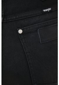 Wrangler szorty jeansowe damskie kolor czarny gładkie high waist. Okazja: na co dzień. Stan: podwyższony. Kolor: czarny. Materiał: jeans. Wzór: gładki. Styl: casual