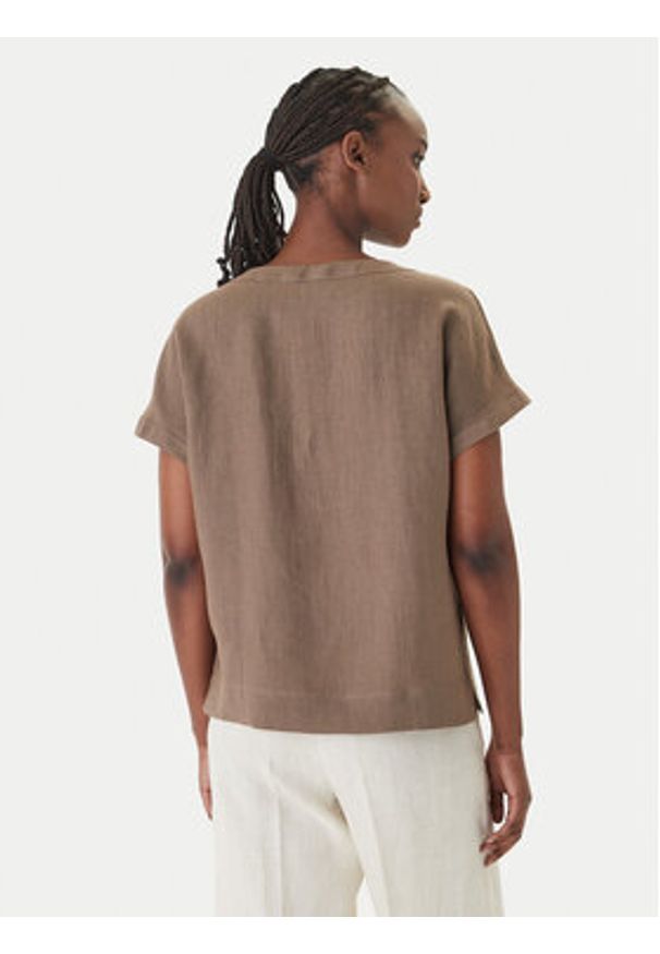 Marella T-Shirt Geyser 2615111132 Beżowy Regular Fit. Kolor: beżowy. Materiał: len