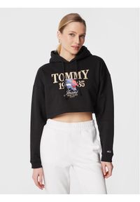 Tommy Jeans Bluza Luxe 3 DW0DW15061 Czarny Regular Fit. Kolor: czarny. Materiał: bawełna, syntetyk