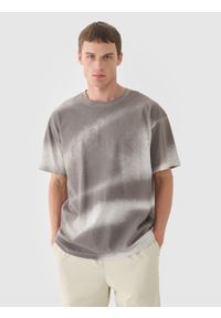 4f - 4F T-shirt oversize z nadrukiem męski - biały XL. Okazja: na co dzień. Kolor: biały. Materiał: dzianina, bawełna, jersey. Wzór: nadruk. Styl: klasyczny, sportowy, casual