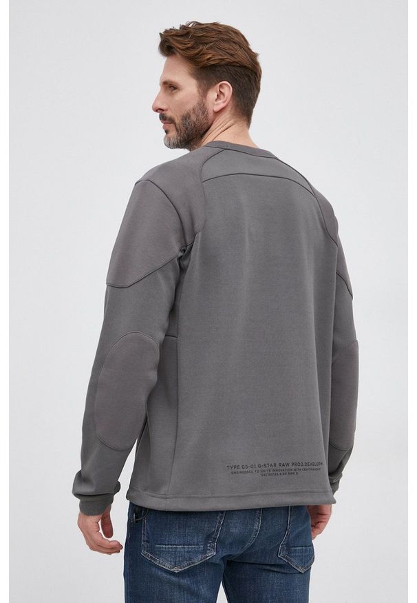 G-Star RAW - G-Star Raw Bluza męska kolor szary z nadrukiem. Okazja: na co dzień. Kolor: szary. Materiał: dzianina, poliester. Wzór: nadruk. Styl: casual