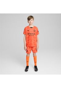 Puma - Młodzieżowa koszulka bramkarska z krótkim rękawem Manchester City 24/25 PUMA. Kolor: żółty, wielokolorowy, pomarańczowy. Długość rękawa: krótki rękaw. Długość: krótkie