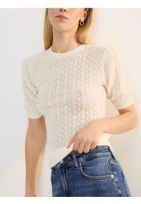 Reserved - Sweter z wełną z alpaki - złamana biel. Materiał: wełna #1