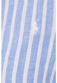 Polo Ralph Lauren koszula lniana damska relaxed z kołnierzykiem klasycznym. Typ kołnierza: kołnierzyk klasyczny, polo. Kolor: niebieski. Materiał: len. Długość rękawa: długi rękaw. Długość: długie. Styl: klasyczny #3