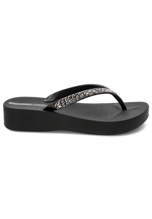 Czarne Japonki Ipanema Letnie Obuwie Damskie. Okazja: na plażę, na co dzień. Kolor: czarny. Materiał: materiał, mesh. Sezon: lato. Obcas: na platformie. Styl: elegancki, casual