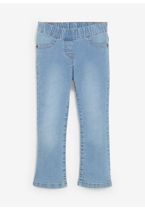 bonprix - Dżinsy bootcut ze średnim stanem i elastyczną gumką w talii. Kolor: niebieski