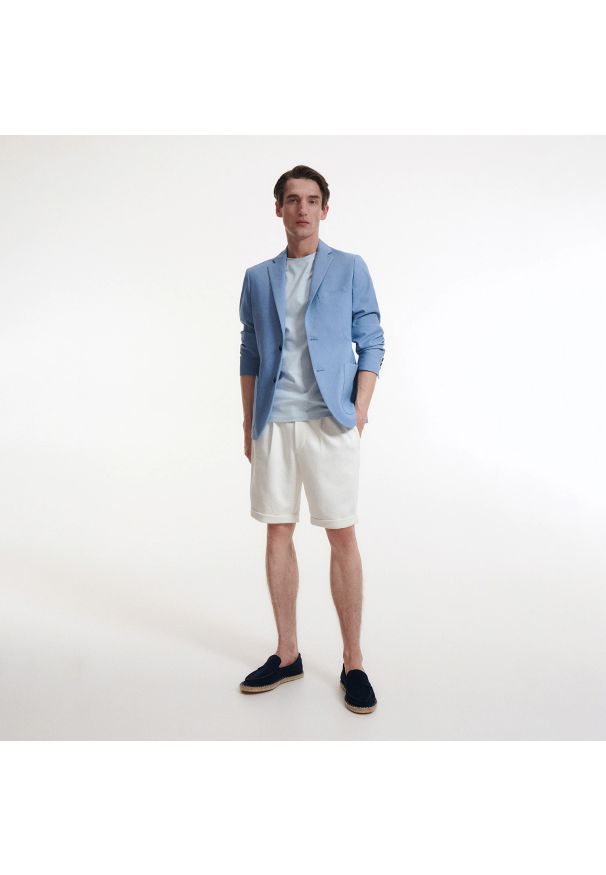 Reserved - Marynarka w sportowym stylu slim fit - Niebieski. Kolor: niebieski. Styl: sportowy